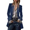 Generisch Giacca da donna in velluto, per Carnevale, da donna, a maniche lunghe, in velluto, invernale, vintage, per il tempo libero, aperto, gotico, steampunk, elegante, cardigan, Blu marino, M