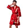Haseil Accappatoio da uomo in raso, stile kimono primaverile, estivo, con collo sciallato