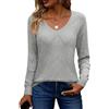Zeagoo Maglione Lavorato a Maglia con Scollo a V Maniche Lunghe Maglia Traforata Autunno Inverno Elegante Maglione Casual Grigio Chiaro S