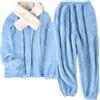 RITOSTA Pigiama Donna Invernale Felpato Pigiama Invernale in Pile Morbido Pigiami Stitch Lungo Pigiama Natalizio Tuta Termica Due Pezzi da Donna con Felpa Pile,Sciarpa,Pantalone (Puro Blu,S)
