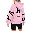 Generic HUIFUAO Paris - Felpa con cappuccio da donna oversize con stampa a lettere nere, maniche lunghe, taglie forti, felpe con cappuccio da donna, rosa, S