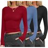 Ekouaer Thermal Maglia Termica Donna Intimo Manica Lunga Scollo Rotondo Base Layer 3pcs, S-XXL