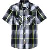 Dubinik® Camicia Uomo Maniche Corte a Quadri Western con Bottoni Automatici Stile Cowboy Nero Giallo M