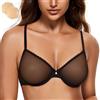 Wingslove Reggiseno Trasparente con Ferretto Sexy Pizzo Senza Seno con 24 Paio Adesivo Capezzolo CoverTones