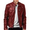 Generisch Giacca in pelle da uomo, in ecopelle, taglie forti, giacca da pilota, vintage, in pelle, per il tempo libero, taglie forti, in similpelle, da motociclista, Colore: rosso, XL