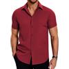 COOFANDY Camicia Casual A Maniche Corte da Uomo Camicia da Lavoro Estiva Camicia Estiva Camicia Spiaggia Camicia Casual Uomo vestibilità Standard Bordeaux S