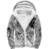 Generic Viking Raven Wolf Tattoo Uomo Inverno Cappuccio Mantella Cerniera Felpa con cappuccio Cappotto in finto cashmere Giacca calda Parka di media lunghezza