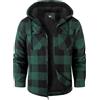 zitysport Camicia Giacca Uomo Tasca Petto Foderato in Pile Foderato in Pile Cappotto Invernale con Tasche Giacca Flanella con Cappuccio Uomo Sudore Cappuccio(Verde,XL)