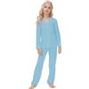 Verve Jelly 13-14 anni bambino bambina ragazzo pigiama in seta set pigiama a maniche lunghe pigiama abbottonato set pigiama 2 pezzi azzurro 160