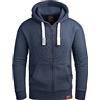 Grin&Bear Felpa con Cappuccio e Zip da Uomo GB601-NavyMelange-XL
