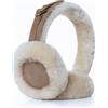 MGGMOKAY Paraorecchie da Donna/Uomo invernali Calde Earmuffs in vera pelliccia,pieghevoli paraorecchies da esterno,Cammello