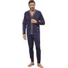 SNELLY Pigiama Uomo Primavera Estate 100% Cotone Pigiami 2 Pezzi Lungo con Bottoni (Aperto o Collo a Serafino) Fantasia a Scelta Taglia 48 50 52 54 e Taglie Forti 56 58 60