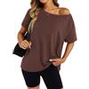 Tomwell Maglietta da donna in cotone, con spalle scoperte, oversize, a maniche corte, casual, estiva, 2026