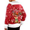 Generico Natalizia Felpa con Cappuccio Uomo in Vello Foderato Manica Lunga Renna Giacca Pesante Pelliccia Bordi Hoodies Casual Strada Felpe Cardigan Invernale Caldo Divertente Giubbotto in Pile