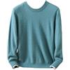 Generic Maglione da uomo in 100% cashmere di visone tinta unita pullover girocollo a maglia maglione a maniche lunghe, Blu lago, S