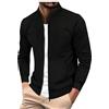 Generisch Giacca da uomo con bottoni, giacca casual a maniche lunghe, cappotto leggero con tasche, Nero , XXL