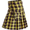 Gefomuofe Gonna scozzese kilt classico uomo gonna a quadri con tasche gonna corta scozzese kilt scozzese classico con tasche a contrasto stile scozzese, D giallo., S