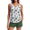 Hanna Nikole Set tankini da donna in 2 pezzi, costume da bagno modesto, costume da bagno con scollo a V e tasche sportive con pantaloncini da bagno, costume da bagno da donna, 2 pezzi, Grigio Verde