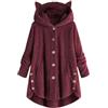 Generico Cappotto invernale da donna, giacche e cappotti in pile da donna - Giacche Shaggy con cappuccio e bottoni - Felpa con cappuccio in pile, caldi capispalla oversize per donna inverno all'aperto