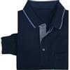 N+1 - Polo Uomo 3 Bottoni in Cotone Manica Lunga Classica Leggera con Taschino Maglia Collo Maglietta (L - Blu)