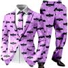 Generisch Vestito per Halloween, da uomo, per carnevale, feste a tema, zucca, colore a blocco, vestibilità stretta, con giacca blazer 3D, set di stampa per feste e balli