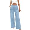 KHIRVWL Jeans Donna Vita Alta Jeans Baggy a Gamba Larga Basic Pantaloni in Denim con Elastico in Vita Pantalone Push Up Larghi Pants Elasticizzati Eleganti Baggy alla Moda Streetwear