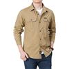 DAIHAN Camicia Casual da Uomo Button Down Manica Lunga Camicie Militari Camicia da Lavoro Giacca Militare Classica Cappotto Leggero Autunnale Giaccone Casual Tempo Libero,Cachi,4XL