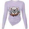 BYCHECAR Maglietta casual da donna, a maniche lunghe, casual, a girocollo, taglia S-L, Cartone animato Koala, S