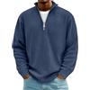 Generic DENGJIAMY Felpe a maglia da uomo Magliette classiche per esterni Taglie forti Top autunnali tinta unita Camicie trendy con colletto Manica lunga Pullover con zip 1/4 per uomo, Marina Militare, 5XL