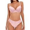 AIEOE Set di biancheria intima da donna, reggiseno in pizzo, reggiseno e mutande, comodo, reggiseno push up, reggiseno push up, senza stiratura, reggiseno comodo, reggiseno - 75A-85D, Colore: rosa