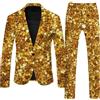 Mymyguoe Tuta colorata al neon, 2 pezzi, da uomo, slim fit, set da 2 pezzi, divertente e nuovo arcobaleno, set di blazer a tema neon per feste, discoteca
