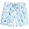 MaaMgic Costume da bagno da uomo, 18 cm, lunghezza interna, per uomo, ad asciugatura rapida, da surf, con fodera in rete, Motivo a foglie bianche e blu, XL
