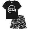 thepyjamafactory Pigiama corto da ragazzo con scritta "I'd Rather Be Gaming", in cotone nero Nero 13-14 Anni