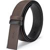 Vatee's Cinture reversibili in vera pelle senza fibbia per gli uomini Cintura di ricambio 29mm larghezza 115cm Lunga Marrone & Nero