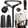 Saier tbo 5 pezzi abbigliamento medievale per uomo e donna, set di accessori medievali con cintura marsupio, protezione da polso, anelli di sospensione, per Halloween, per cosplay, pirati vichinghi, Nero