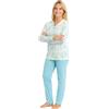 Leedya Pigiama Donna Leggero e Traspirante - Modello Estivo in Cotone Fresco Lungo - Lungo 776 Fant 24 Celeste S/N Polsino TG XL