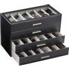 Lolalet Occhiali da sole Organizzatore, scatola da occhiali da sole con coperchio di vetro trasparente Display Case Storage Holder