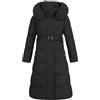 Yancremio Donna Caldo Inverno Parka Moda Casual Sottile Lungo Inverno Piumino Coreano Elegante Tendenza All'aperto Imbottito con Cappuccio Piumino (Nero,L)
