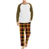Cexiakong Pigiama lungo da uomo, in cotone, invernale, in due pezzi, con maniche lunghe e pantaloni pigiama a quadretti, per uomo e inverno, Arancione 3., XXL