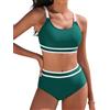 Tuopuda Costume Donna Due Pezzi Push Up Imbottito Reggiseno Costumi da Bagno Bikini Mare a Spiaggia Piscina Curvy Swimwear Regolabile, Turchese Tropicale, M