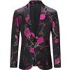 YOUTHUP Blazer Uomo Slim Fit Ricamato 1 Bottone Monopetto Elegante | Modello monopetto con ricami raffinati, taglio aderente, ideale per occasioni formali
