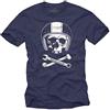 MAKAYA Maglietta per LA Meccanica - T-Shirt con Stampa Moto - Casco con Teschio Uomo Blu M