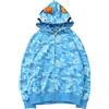 LIAOPUFUS Uomo 3D Stampato Shark Felpa con Cappuccio Hip Hop a Maniche Lunghe Zipper con Cerniera Mimetica Moda Street Wear(M,Cielo Blu)