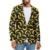 Psaytomey Cappotti e blazer sportivi da uomo con risvolto dentellato a 1 bottone giacca casual taglie forti giacca da lavoro con tasca, Banana, S