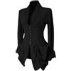 Masrin Camicia elegante da smoking da donna vintage steampunk gotica rinascimentale per feste, blusa retro medievale con finiture in pizzo, tunica irregolare con scollo a V e maniche lunghe, Nero