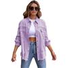 amropi Giacca Jeans con Bottoni Donna Giubbino Strappato Denim Jacket Leggere Camicetta Giacche Viola Chiaro, L