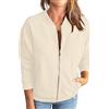 Generic Felpe da donna UK con zip completa - Giacca da donna alla moda a maniche lunghe con tasche, cardigan da donna tinta unita, felpe larghe e comode da donna senza cappuccio, giacche casual da donna