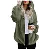 Xmiral Felpe Cardigan Primavera Tutta Elegante Maglioni Maglione Sport Donna Felpa con Cappuccio Cappotto Donna Inverno Caldo Lana con Cerniera Tasche Capispalla in Cotone (3XL,1Army Green)