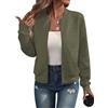 RUISHH Giacca da donna a maniche lunghe Giacca Casual Bomber Giubbotto Baseball Giacca Leggera con Cerniera Verde militare L