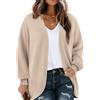 Chicrise Cardigan Donna Autunno Lungo Maglioncino Scollo A V Calda Spolverino Traspirante Sciolto Cachi X-Grande 46-48 XL